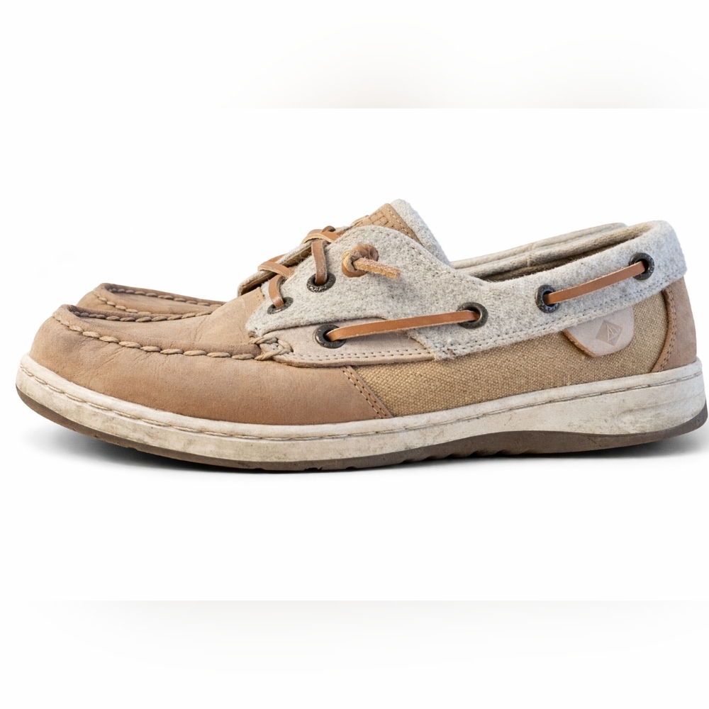 Sperry Top-Sider 9.5M Boat Shoes Tan Beige Lace Up Casual Women’s Pre-Owned - Picture 6 of 10